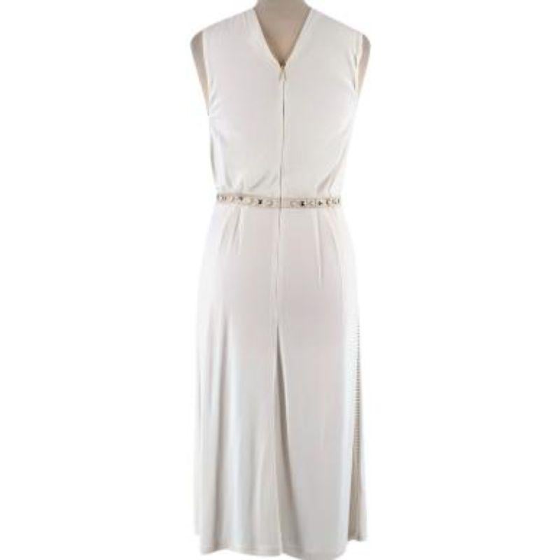 Bottega Veneta Cream Silk Blend Snakeskin Trim Dress For Sale 2