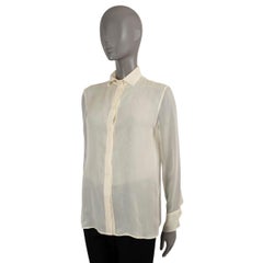 BOTTEGA VENETA cream silk FRAYED SHEER Blouse Shirt 40 S