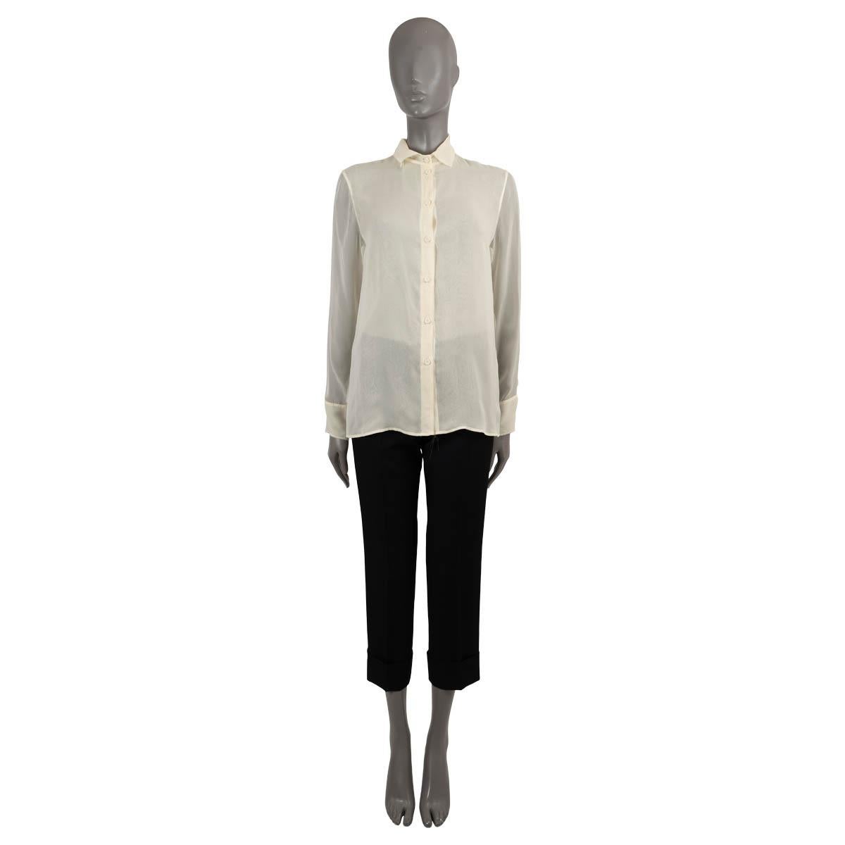 Women's BOTTEGA VENETA cream silk FRAYED SHEER Blouse Shirt 40 S For Sale