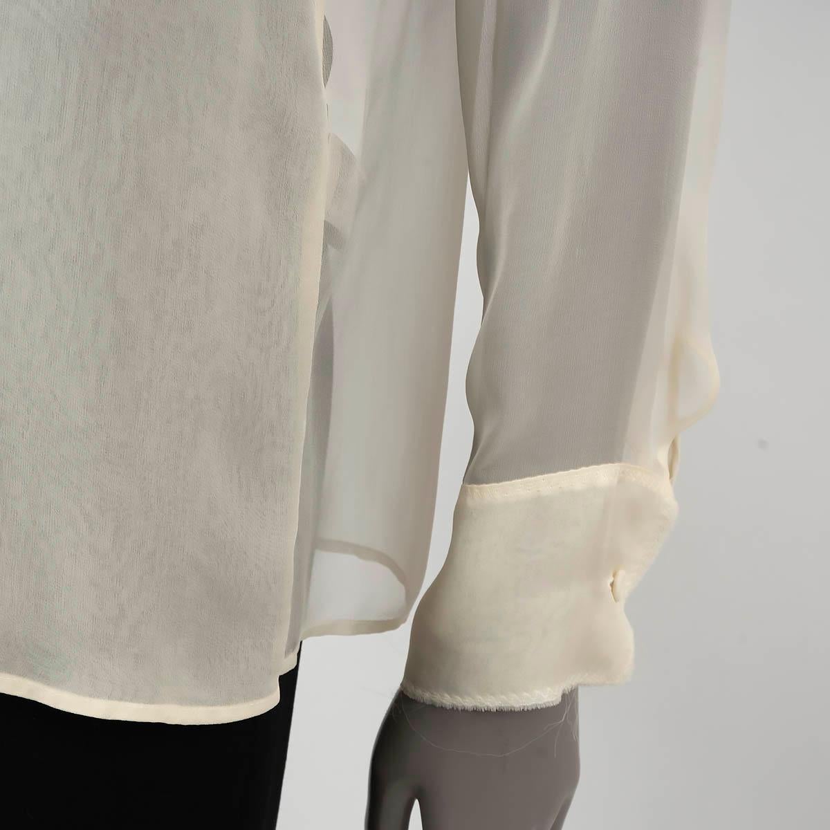 BOTTEGA VENETA cream silk FRAYED SHEER Blouse Shirt 40 S For Sale 2