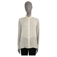 BOTTEGA VENETA cream silk FRAYED SHEER Blouse Shirt 40 S