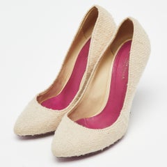Bottega Veneta Cream Tweed Almond Toe Pumps Size 37