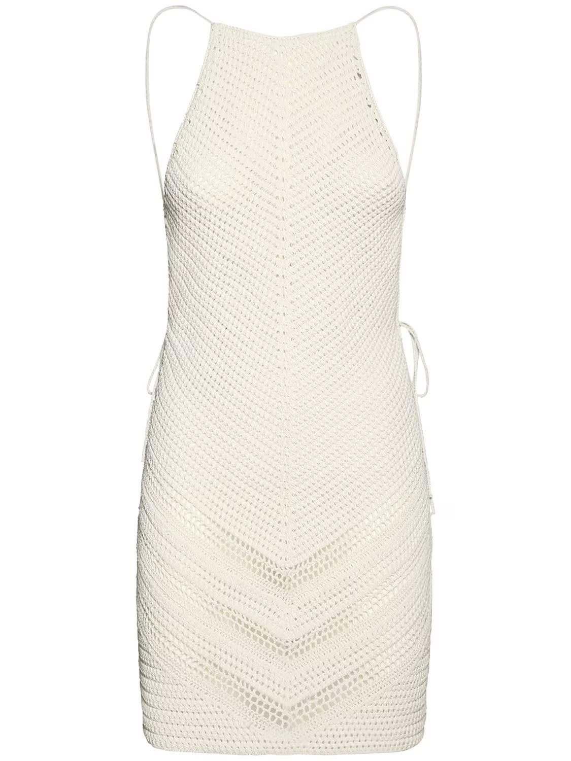 Beige Bottega Veneta Mini Vestito Chevron all'uncinetto in corda Sz Small NWT in vendita
