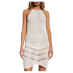 Bottega Veneta Crochet Chevron Mini Dress in String Sz Small NWT