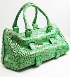 Bottega Veneta Crocodile Skin Green Tote