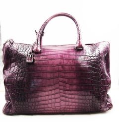 Bottega Veneta Crocodile Skin Purple Tote
