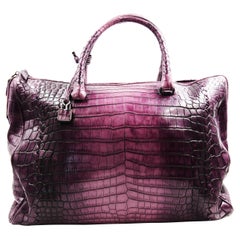 Bottega Veneta Crocodile Skin Purple Tote