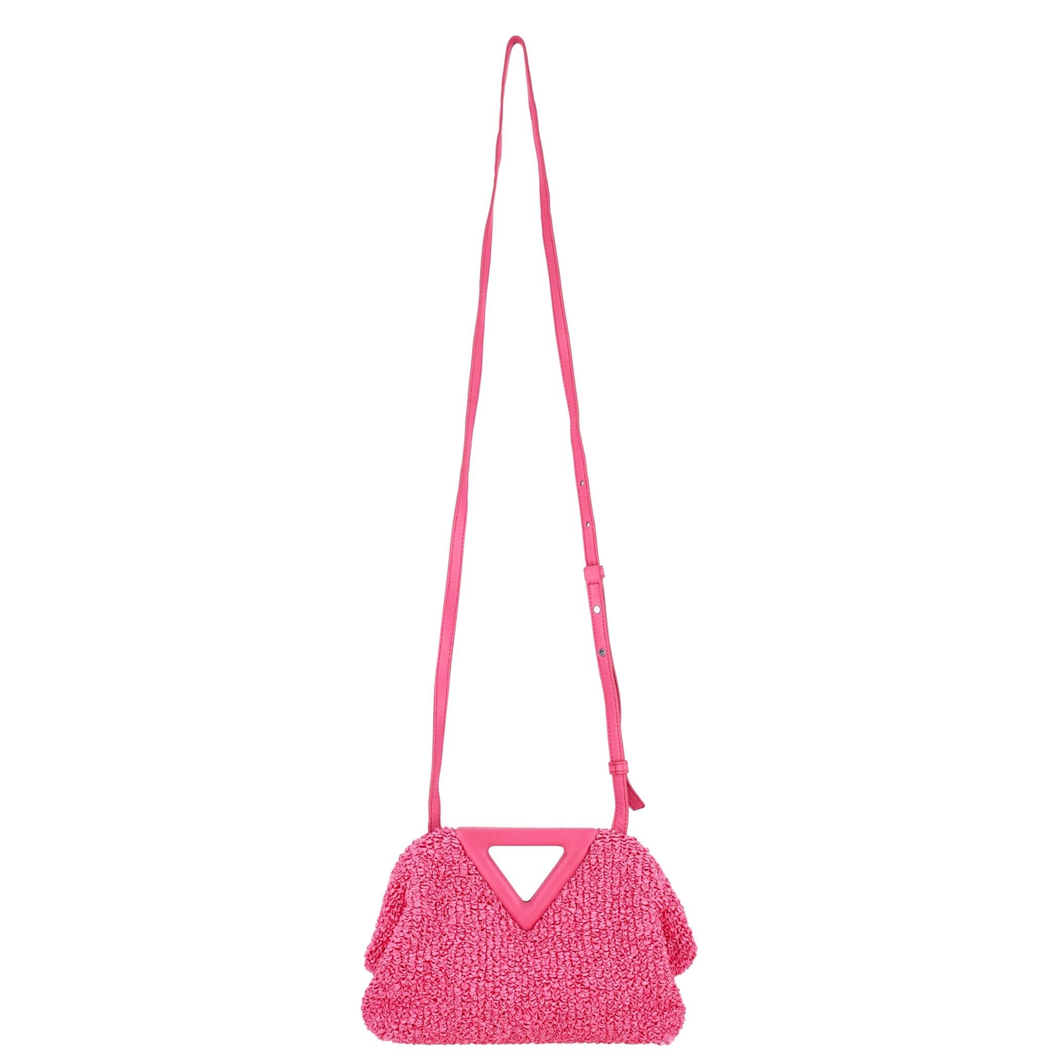 Pink Bottega Veneta Curly Raffia Point Bag For Sale