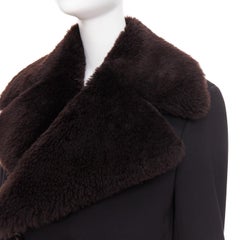 BOTTEGA VENETA Daniel Lee black wool brown lamb shearling collar  coat IT44 L
