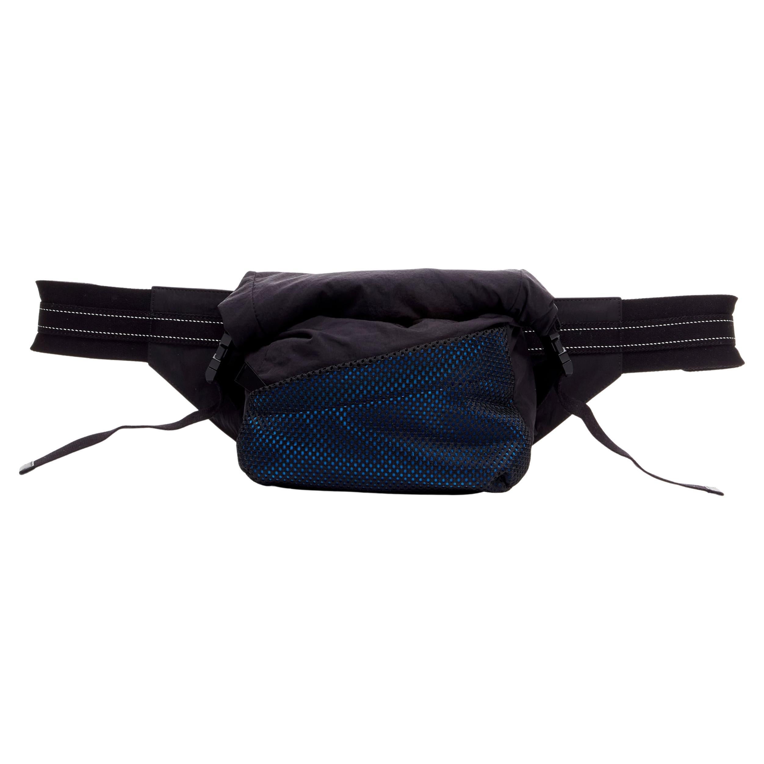 BOTTEGA VENETA Daniel Lee blue black nylon mesh technical buckle waist belt bag For Sale