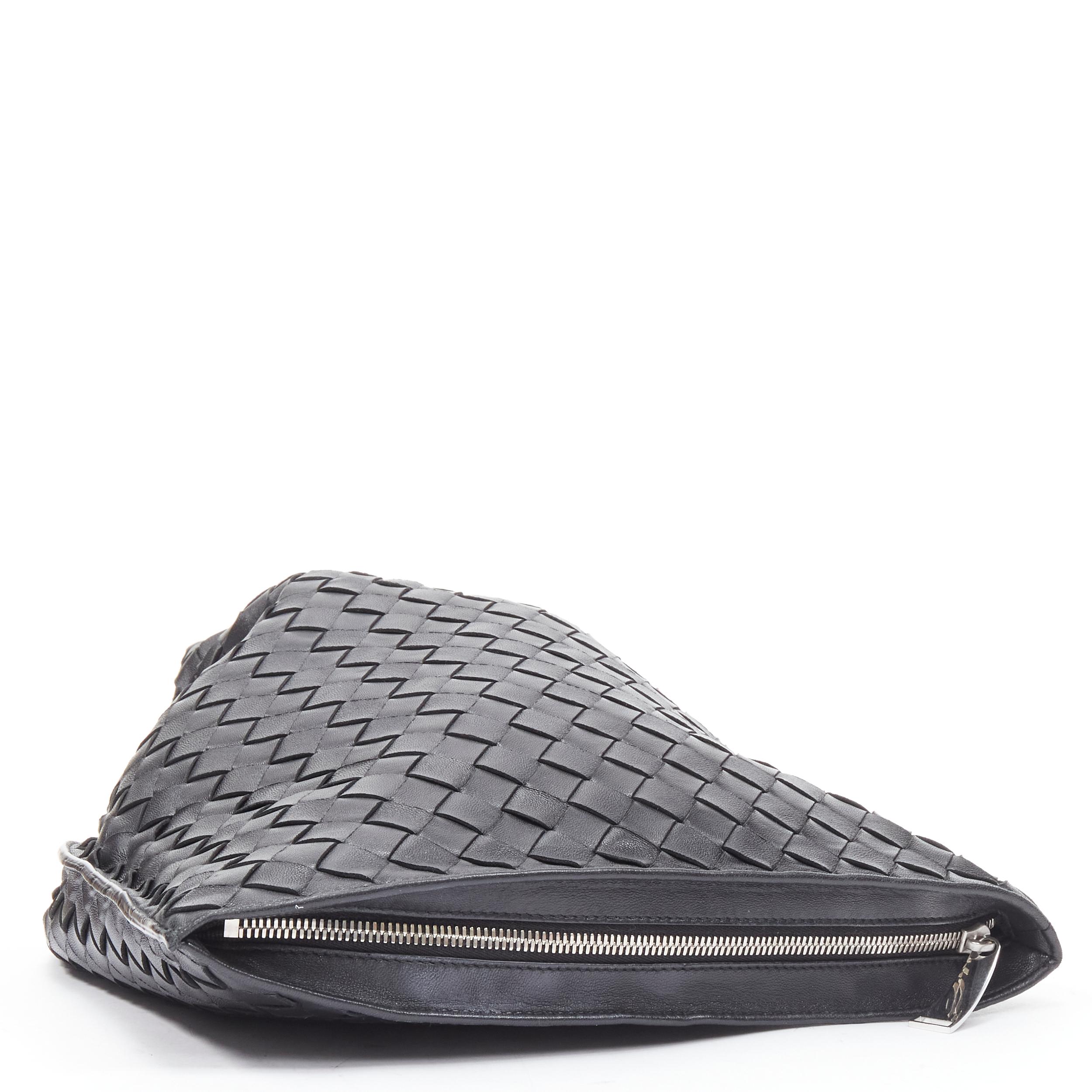 Black BOTTEGA VENETA Daniel Lee Twist black intrecciato woven leather knotted clutch 