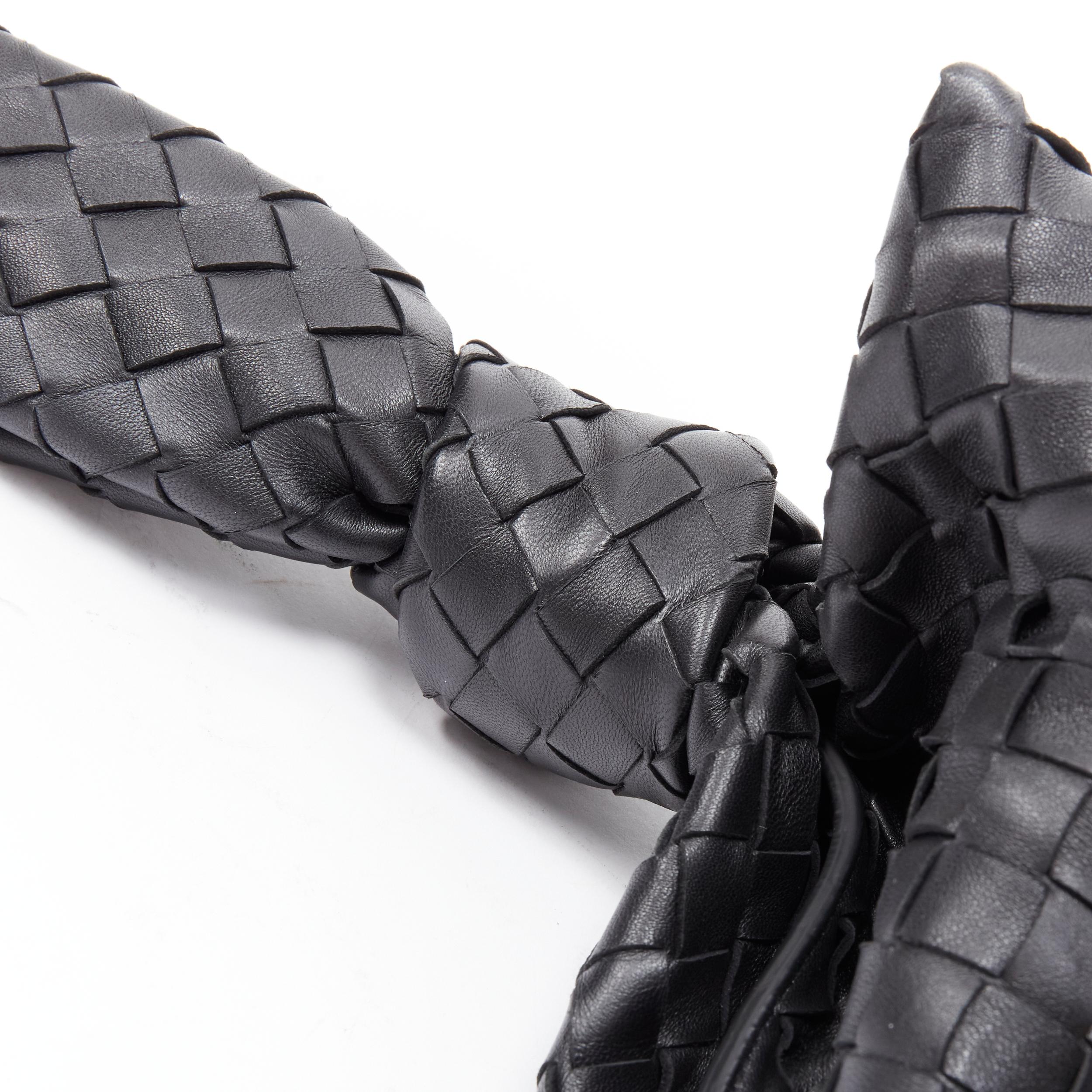BOTTEGA VENETA Daniel Lee Twist black intrecciato woven leather knotted clutch  In Excellent Condition In Hong Kong, NT