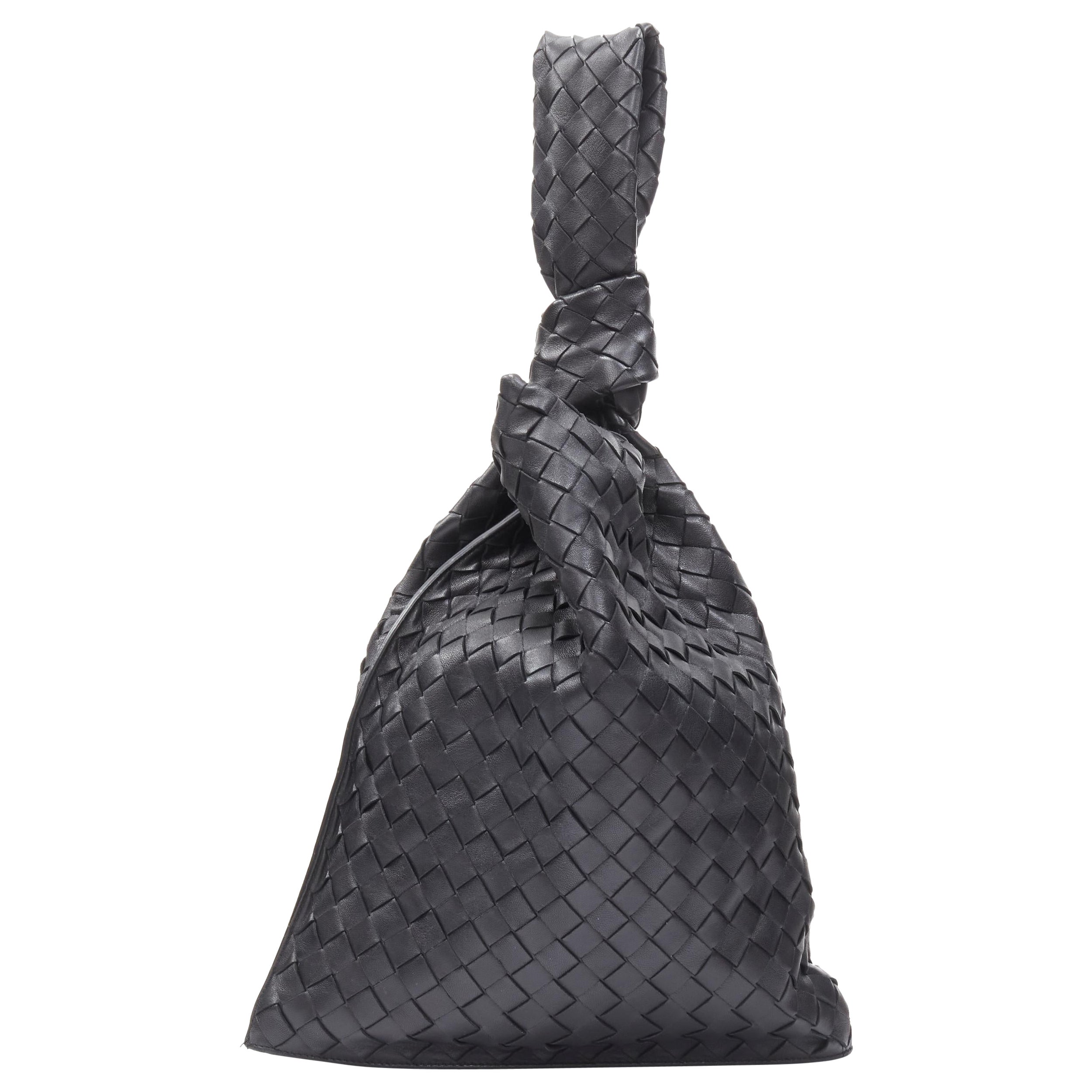 BOTTEGA VENETA Daniel Lee Twist black intrecciato woven leather knotted clutch