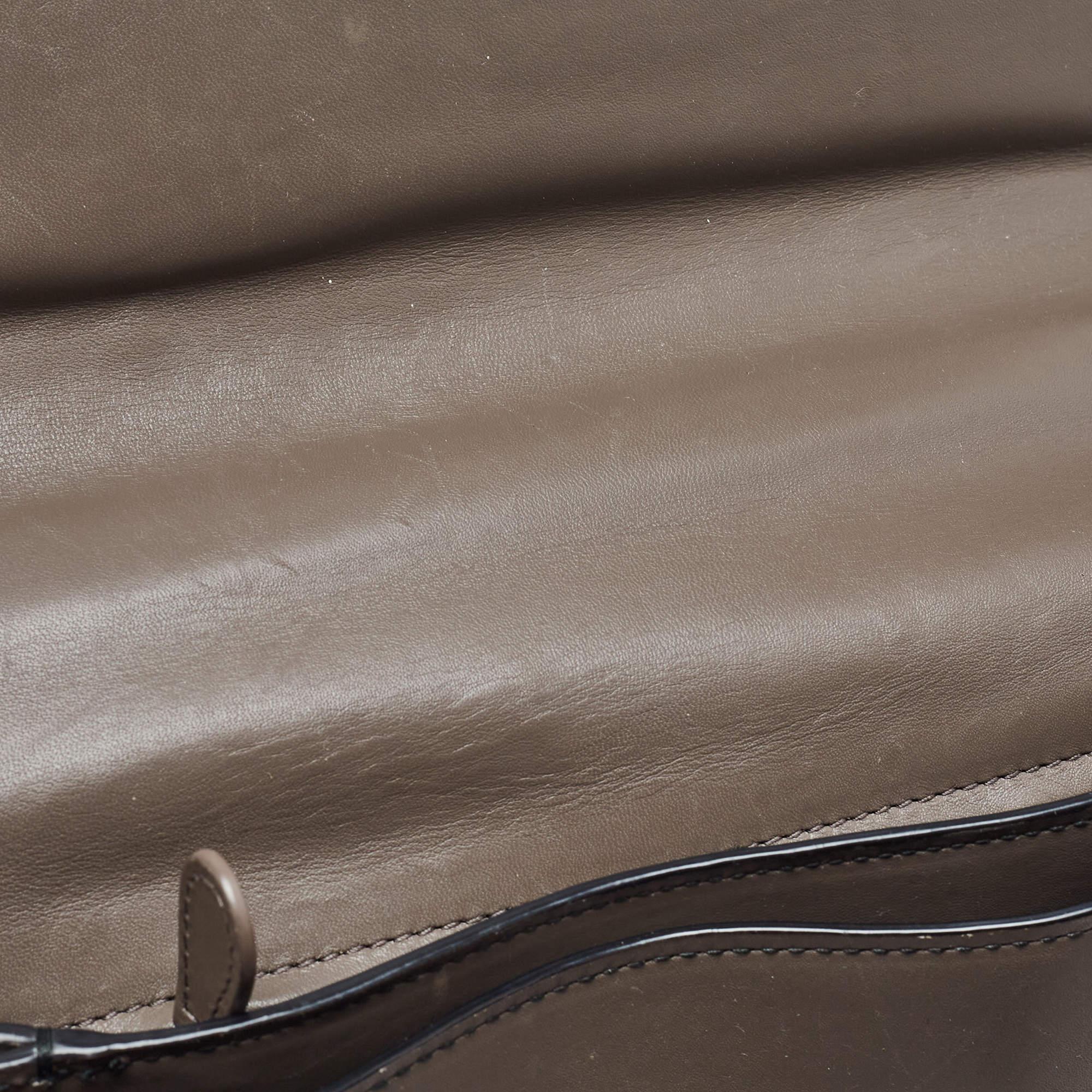 Bottega Veneta Dark Beige Leather Medium Piazza Top Handle Bag For Sale 10