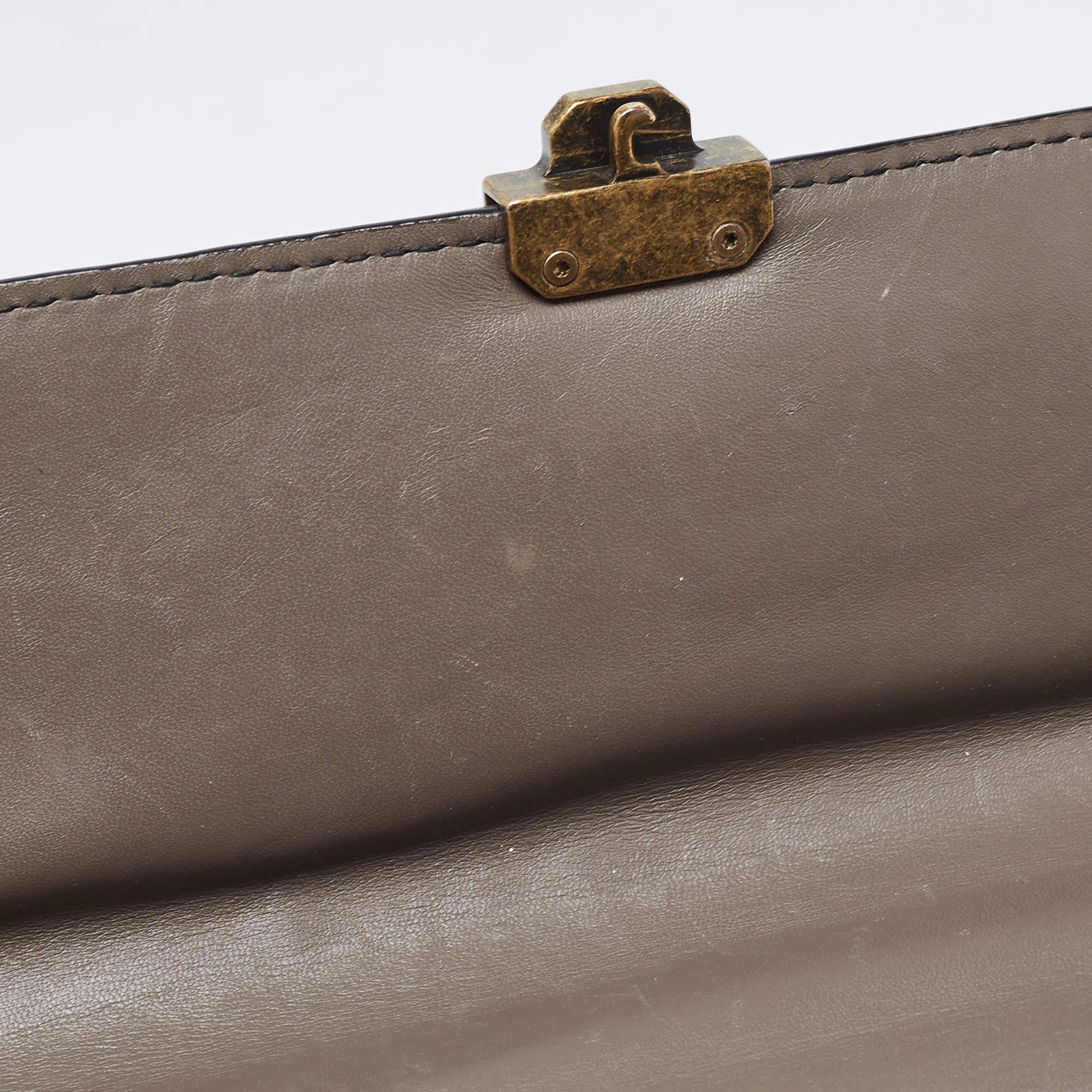 Bottega Veneta Dark Beige Leather Medium Piazza Top Handle Bag For Sale 11