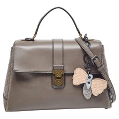 Bottega Veneta Dark Beige Leather Medium Piazza Top Handle Bag