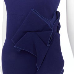 Bottega Veneta abito al ginocchio in crêpe drappeggiato blu scuro IT38 XS