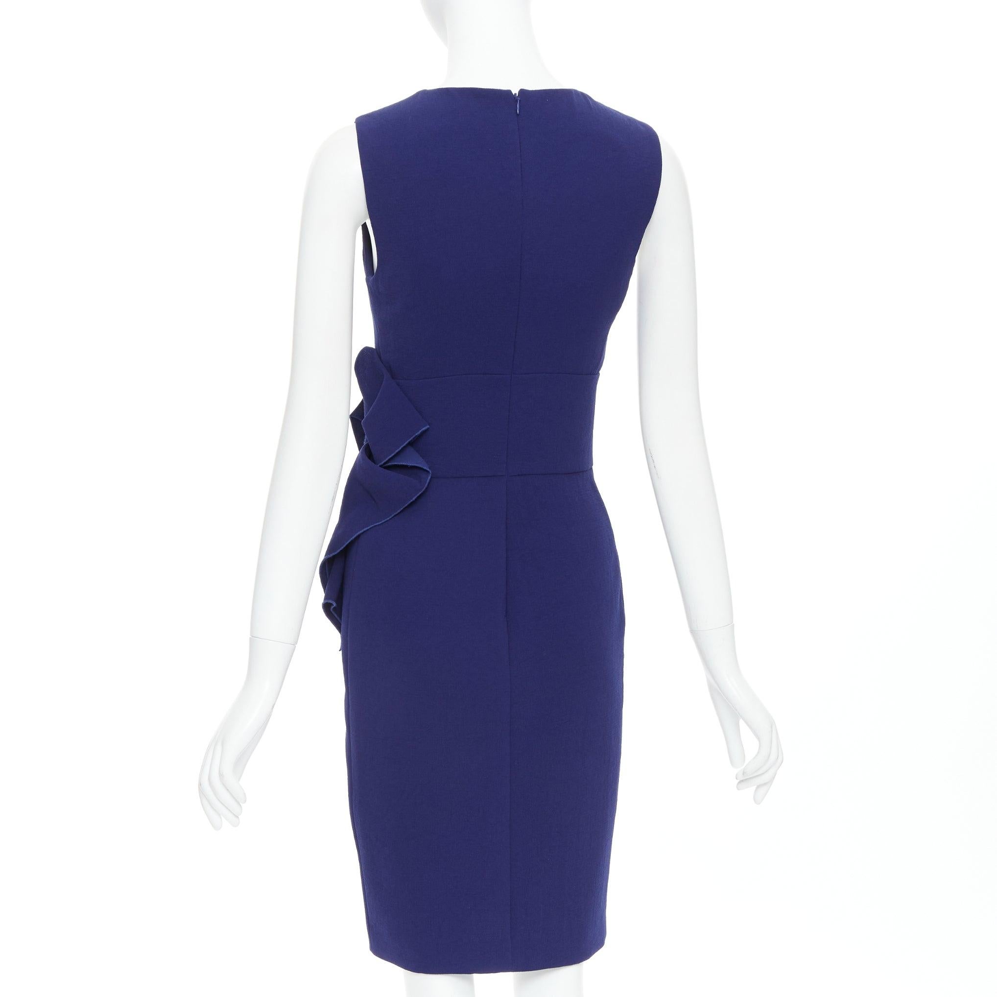 Women's BOTTEGA VENETA dark blue crepe draped applique knee shift dress IT38 XS