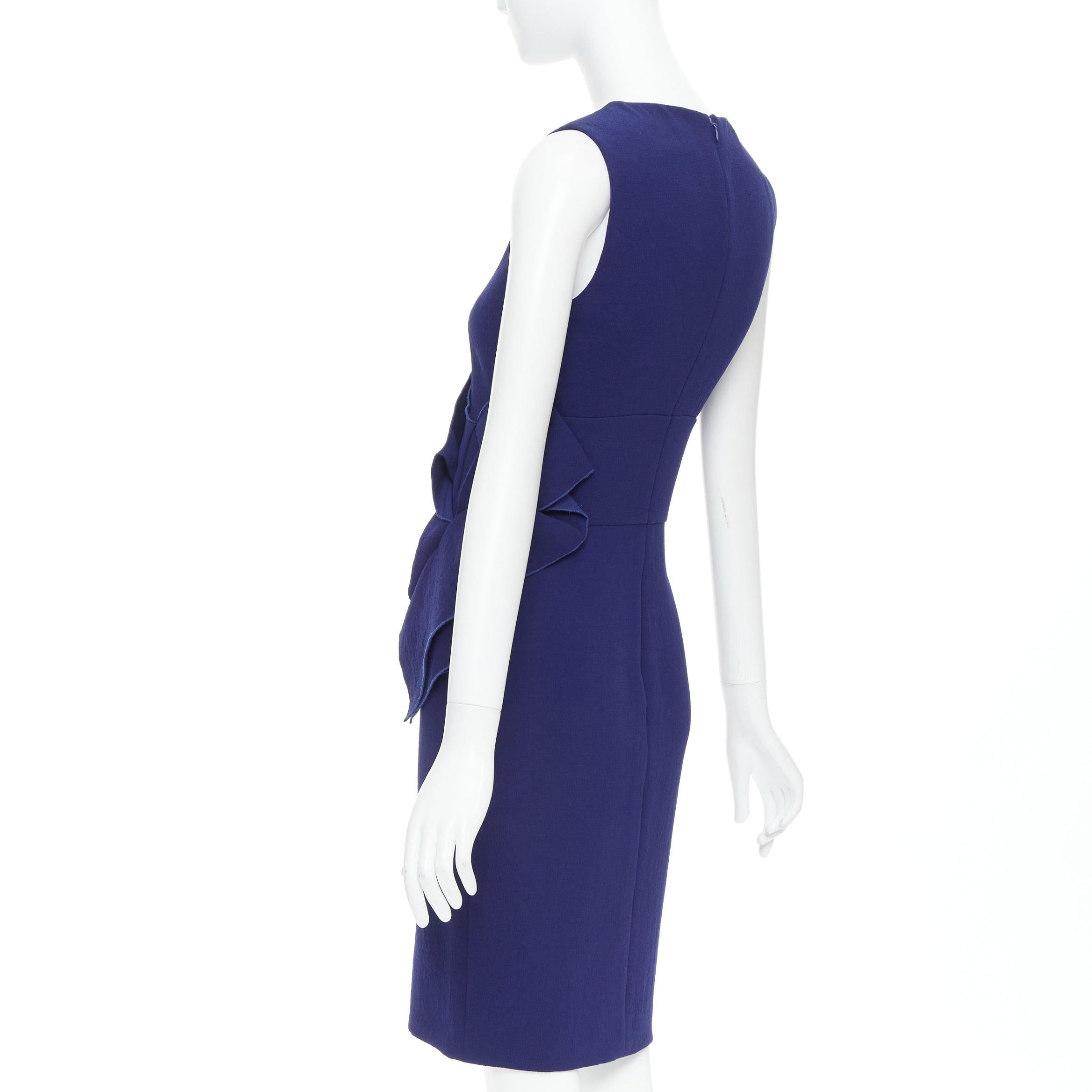 BOTTEGA VENETA dark blue crepe draped applique knee shift dress IT38 XS 1
