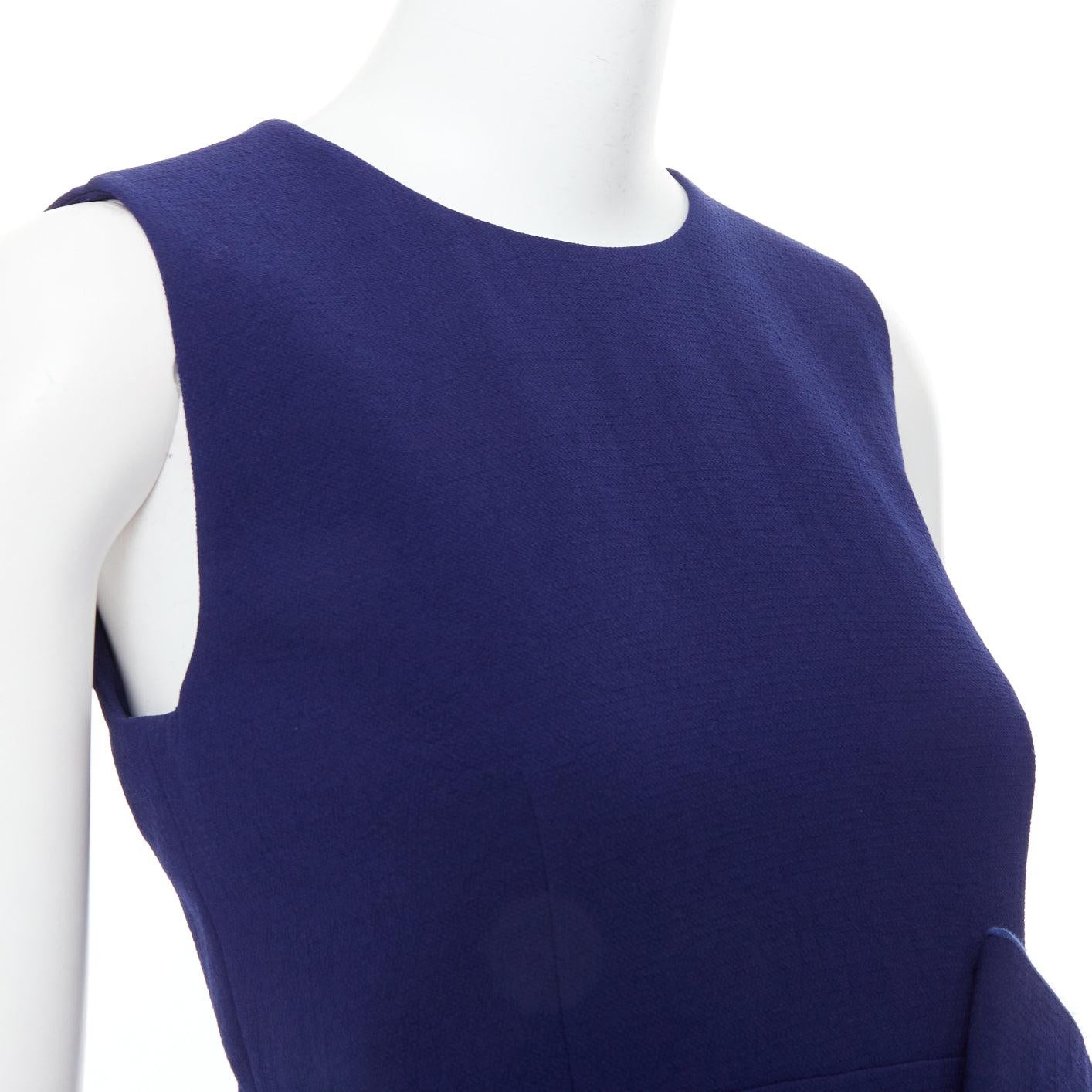 BOTTEGA VENETA dark blue crepe draped applique knee shift dress IT38 XS 2