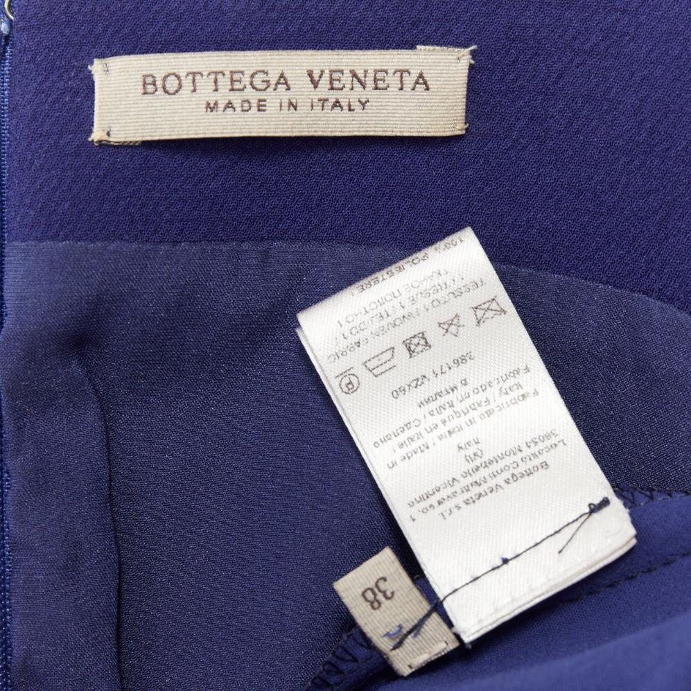 BOTTEGA VENETA dark blue crepe draped applique knee shift dress IT38 XS 3