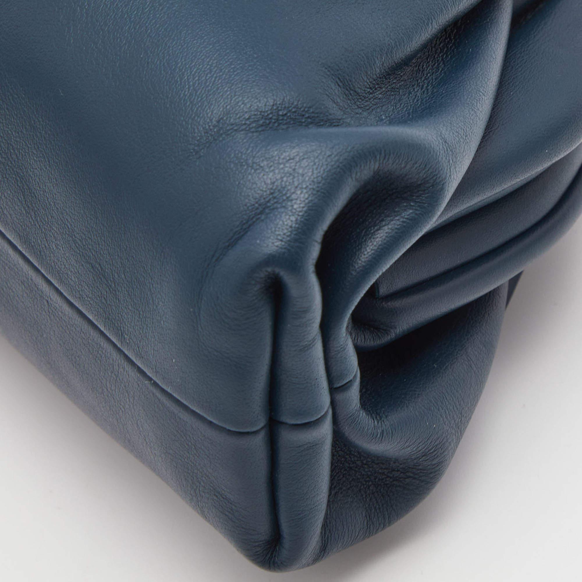 Bottega Veneta Dark Blue Leather Mini The Pouch Bag 7