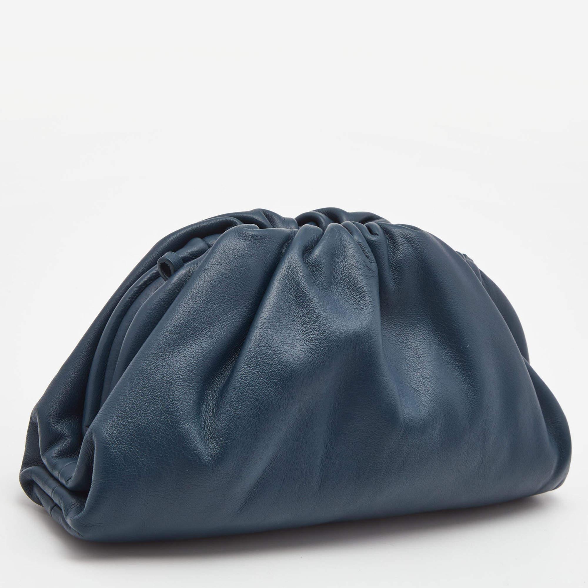 Women's Bottega Veneta Dark Blue Leather Mini The Pouch Bag
