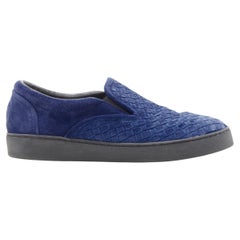 BOTTEGA VENETA bleu foncé daim Intrecciato daim tressé noir skate sneaker EU41