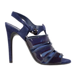 BOTTEGA VENETA dark blue suede & PVC CUT OUT Sandals Shoes 38.5