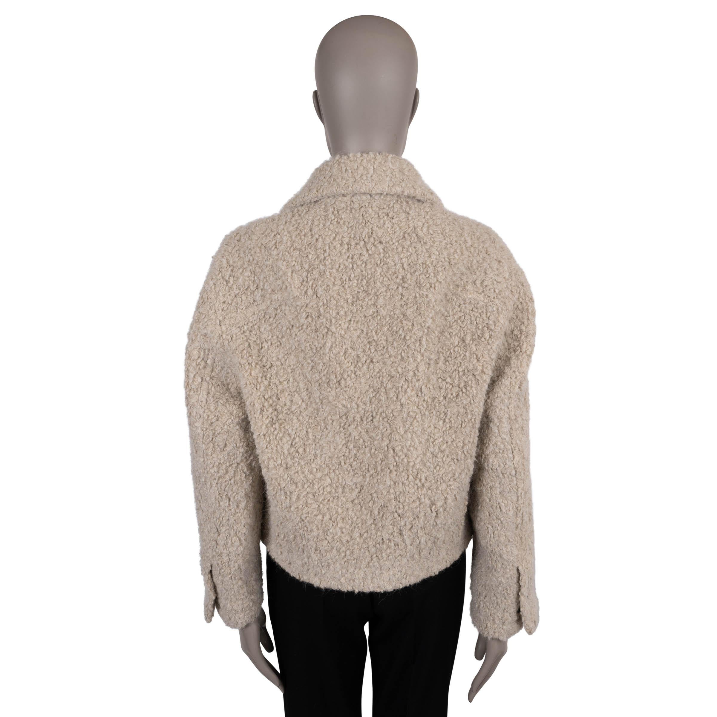 Marron BOTTEGA VENETA Dark Bone alpaca 2023 TEDDY Veste 38 XS en vente