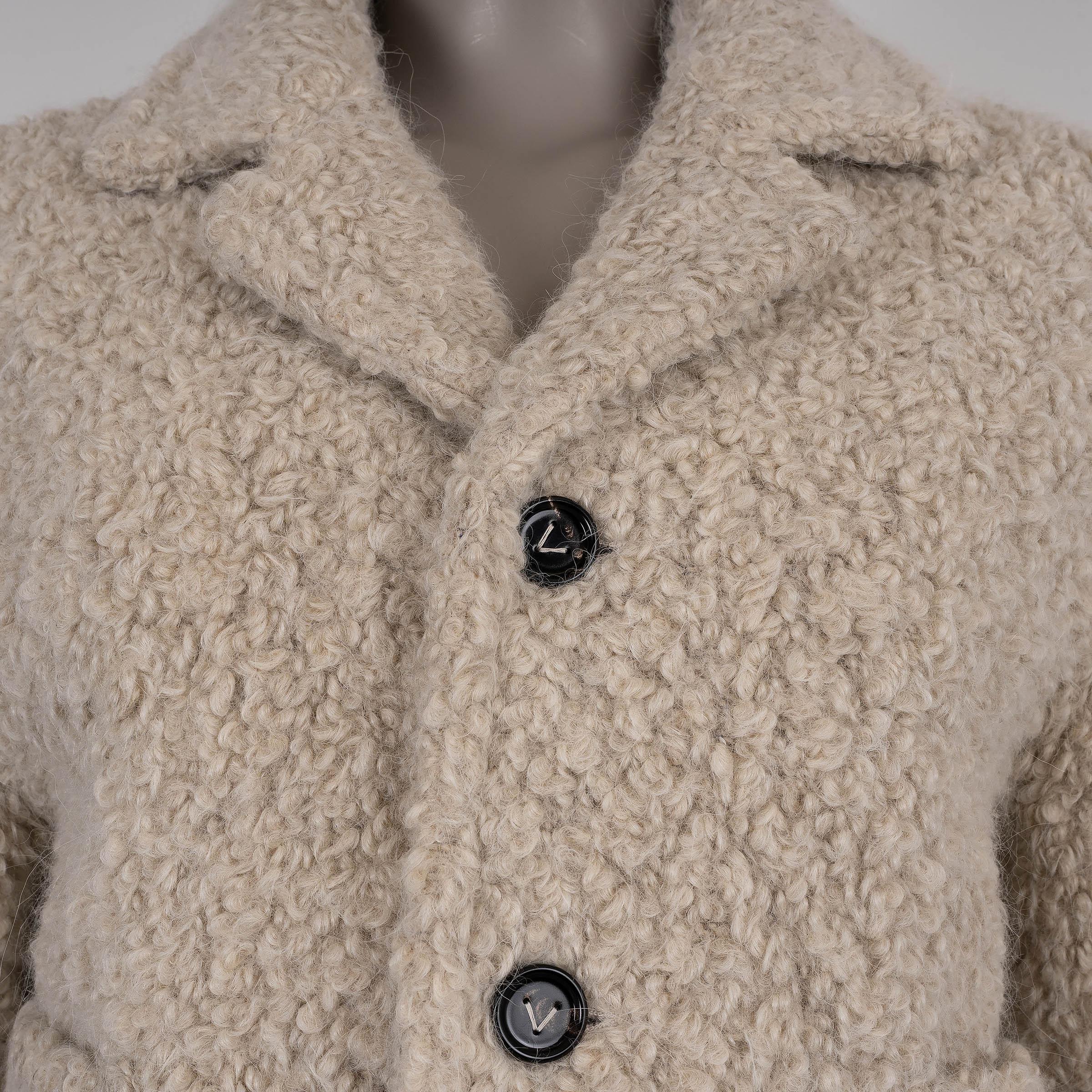 BOTTEGA VENETA Dark Bone alpaca 2023 TEDDY Veste 38 XS Pour femmes en vente