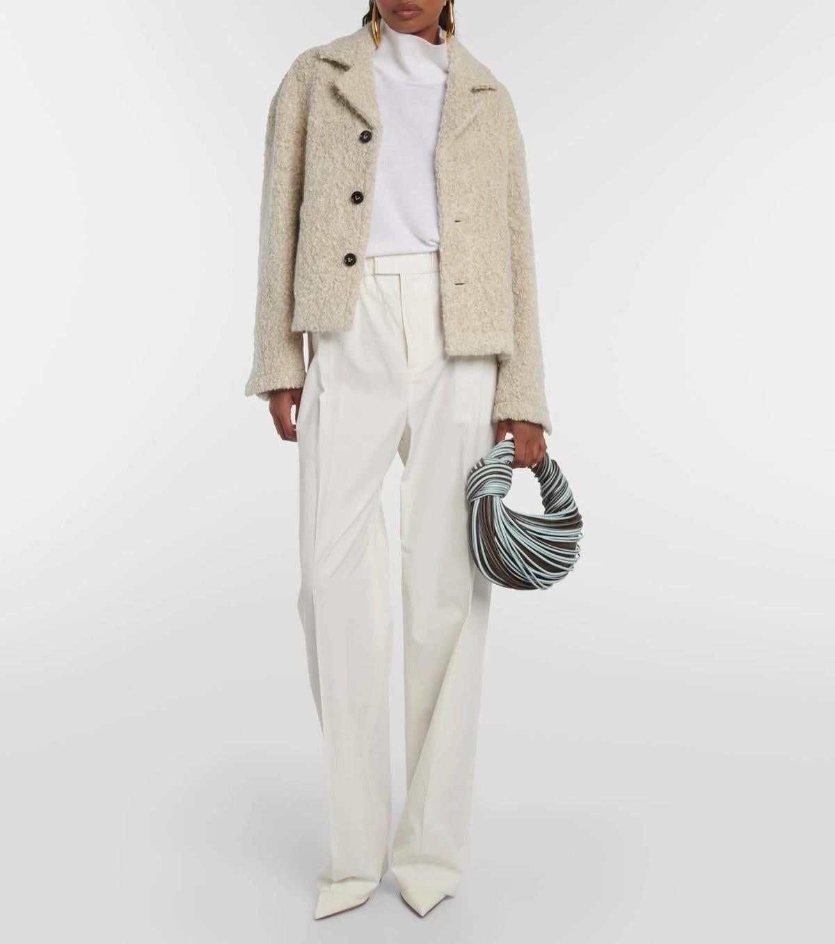 BOTTEGA VENETA Dark Bone alpaca 2023 TEDDY Veste 38 XS en vente 2