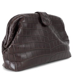 BOTTEGA VENETA dark brown 2017 LAUREN 1980 CROCODILE Clutch Bag