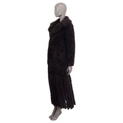 BOTTEGA VENETA dark brown 2020 FRINGED SHEARLING Coat Jacket 34 XXS