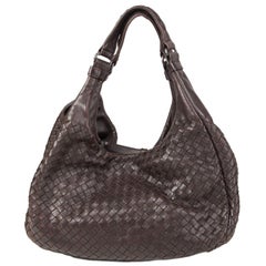 BOTTEGA VENETA dark brown INTRECCIATO CAMPANA MEDIUM Hobo Shoulder Bag