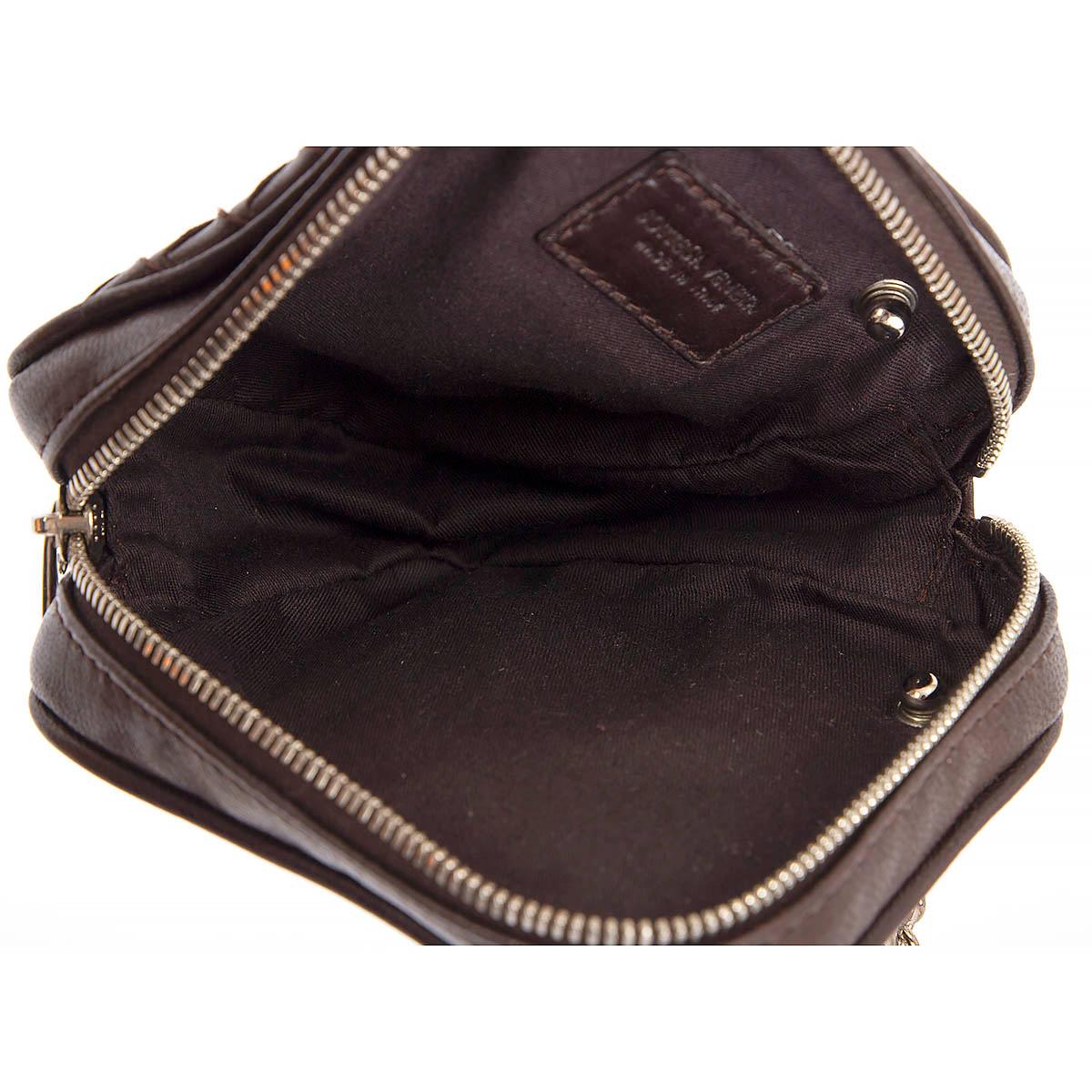 BOTTEGA VENETA dark brown Intrecciato eather MINI CHAIN ZIP Bag For Sale 1
