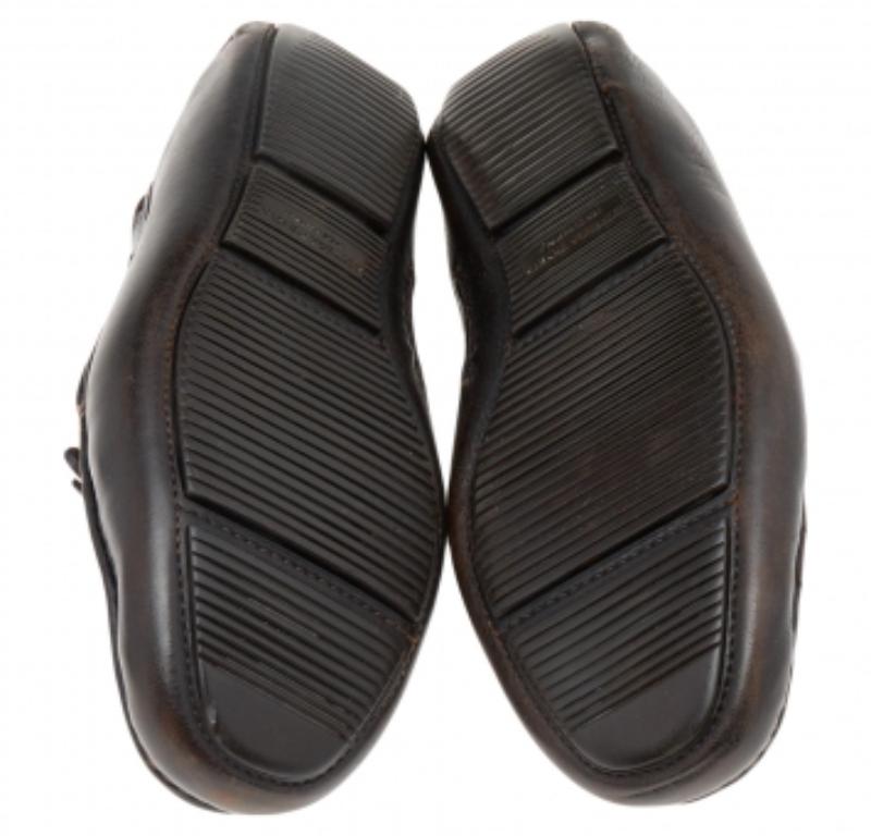 Bottega Veneta, mocassini con fiocco in pelle marrone scuro, taglia 45 in vendita 2