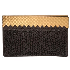 Bottega Veneta Dark Brown Intrecciato Leather Clutch