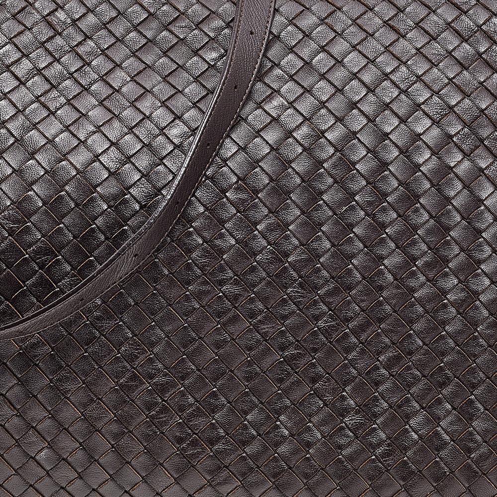 Bottega Veneta Dark Brown Intrecciato Leather Drawstring Flap Crossbody Bag 2