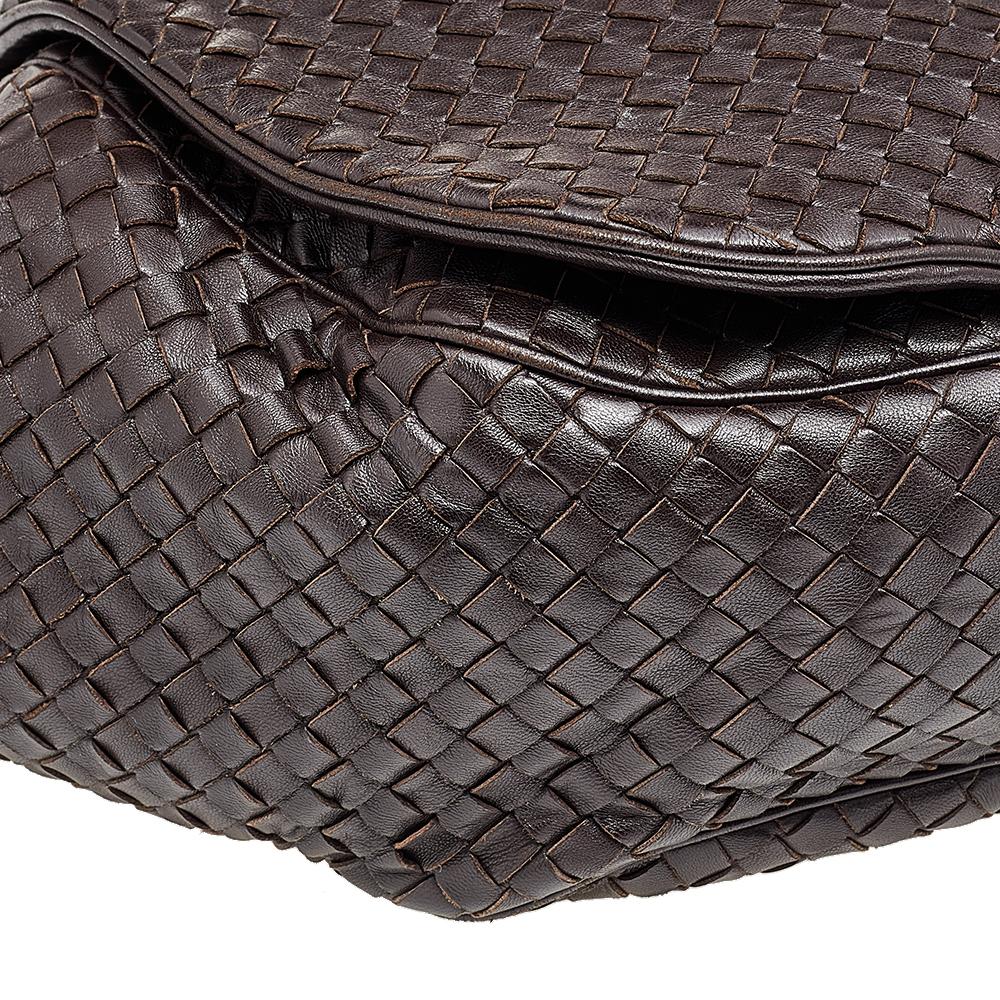 Bottega Veneta Dark Brown Intrecciato Leather Drawstring Flap Crossbody Bag 1