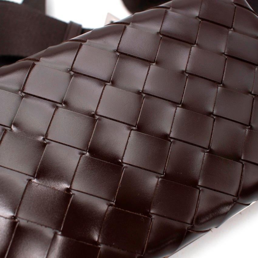 Bottega Veneta Dark Brown Intrecciato Leather Hardcase Crossbody Bag In Excellent Condition For Sale In London, GB