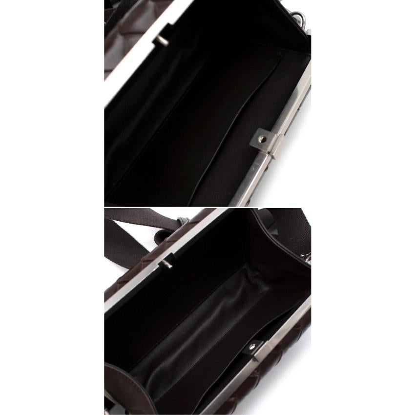 Bottega Veneta Dark Brown Intrecciato Leather Hardcase Crossbody Bag For Sale 1