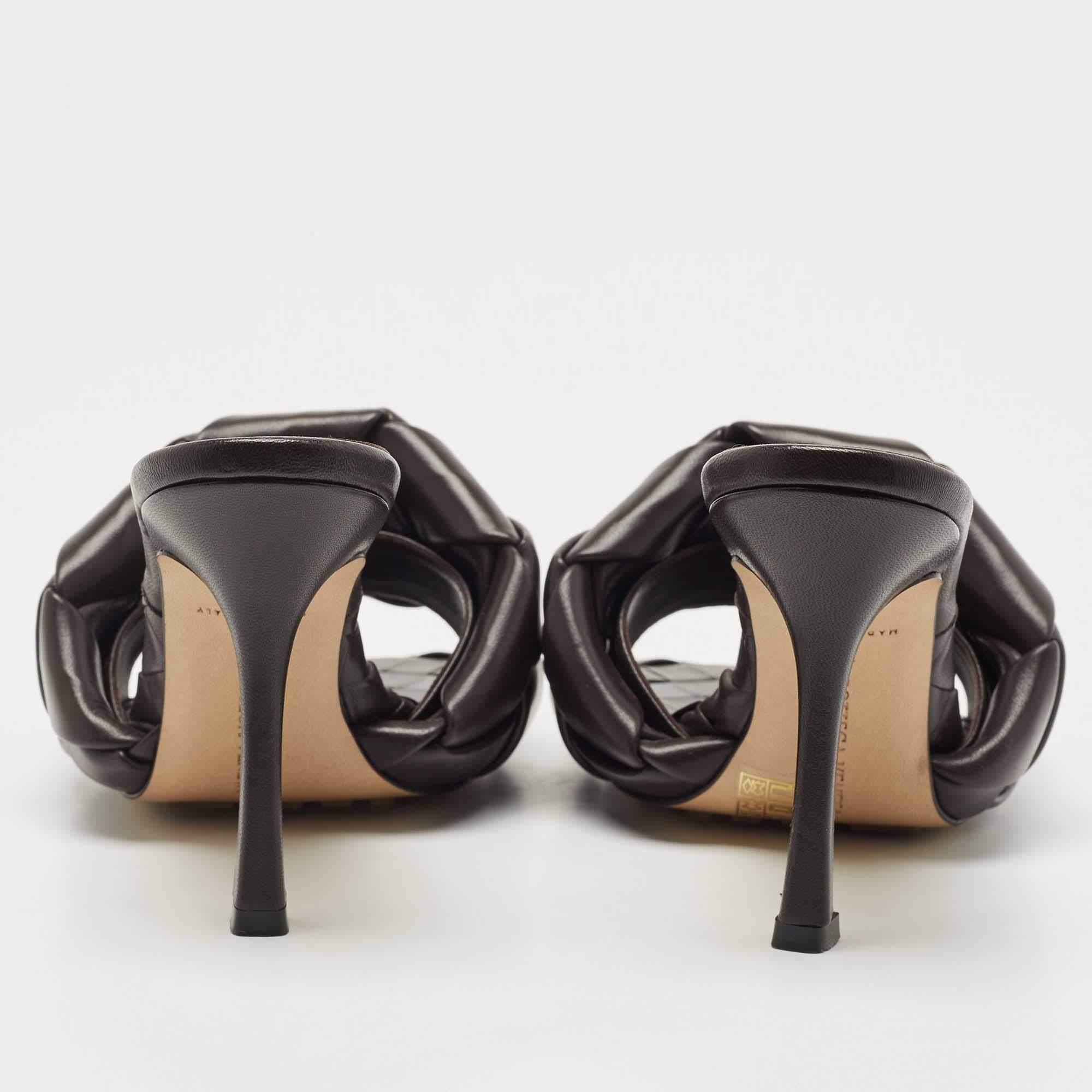 Bottega Veneta Dark Brown Intrecciato Leather Lido Mule Sandals Size 37 2