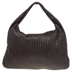 Bottega Veneta Dark Brown Intrecciato Leather Medium Veneta Hobo