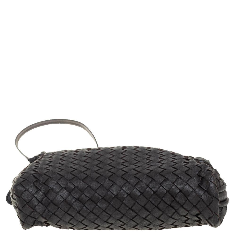 Bottega Veneta Dunkelbraun Intrecciato Leder Nodini Crossbody Tasche Damen