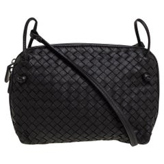 Bottega Veneta Dark Brown Intrecciato Leather Nodini Crossbody Bag
