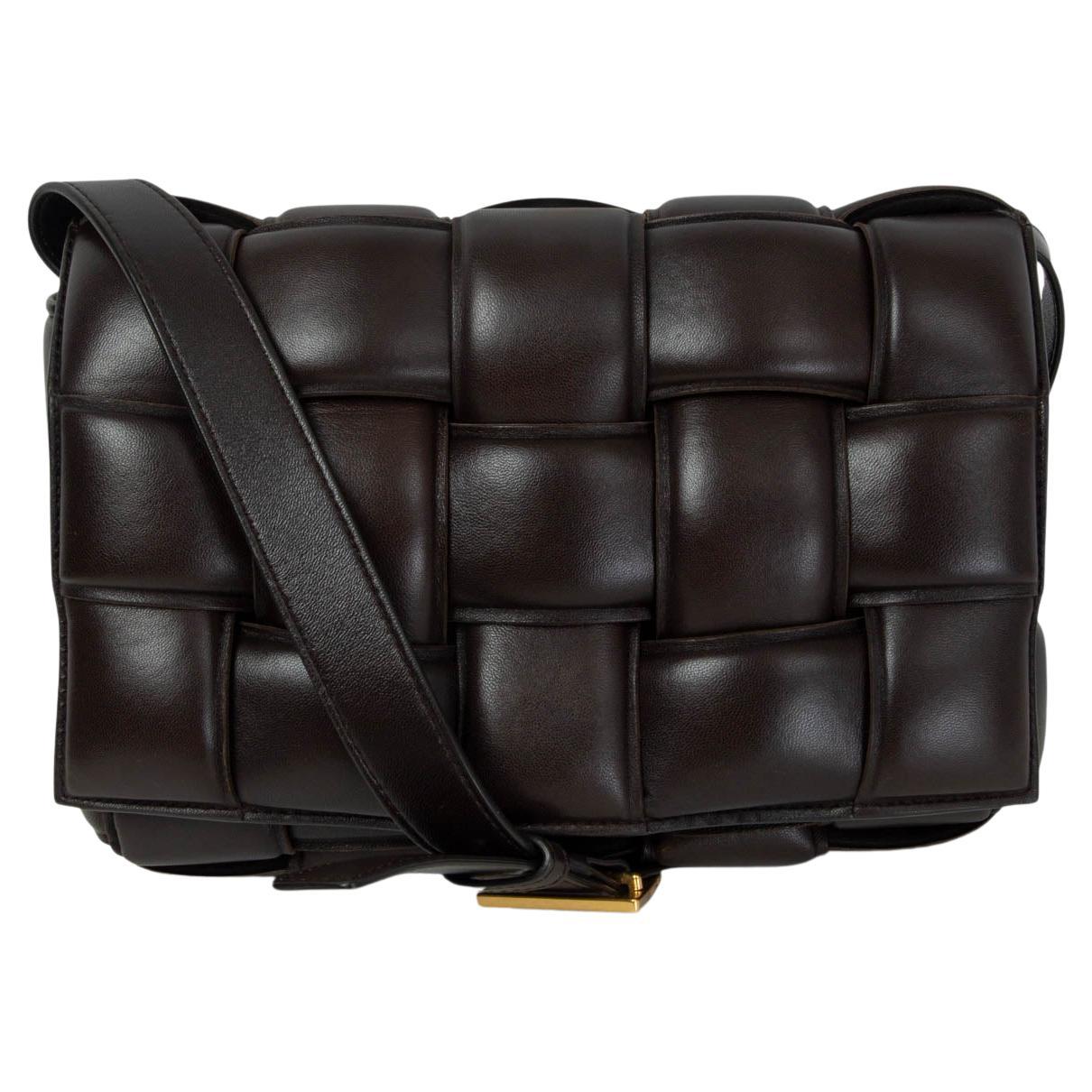 BOTTEGA VENETA dark brown Intrecciato leather PADDED CASSETTE Shoulder Bag For Sale