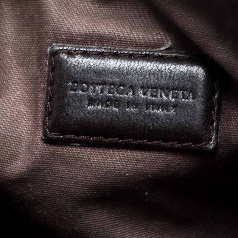 Bottega Veneta Dark Brown Intrecciato Leather Pouch 1