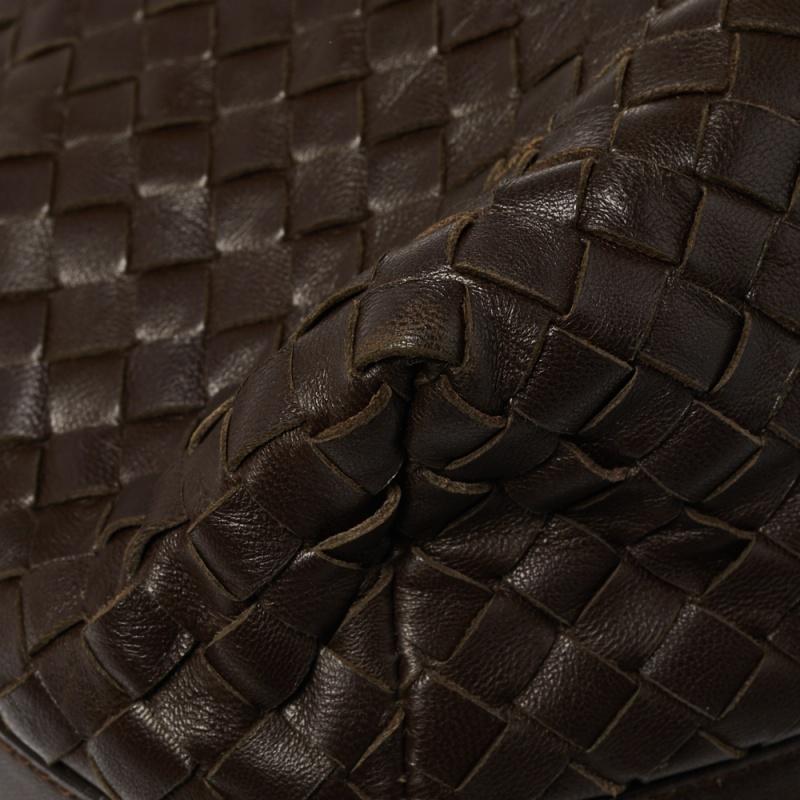 Bottega Veneta Dunkelbraun Intrecciato Leder Pyramide Umhängetasche 5