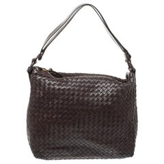 Bottega Veneta Dark Brown Intrecciato Leather Pyramid Shoulder Bag